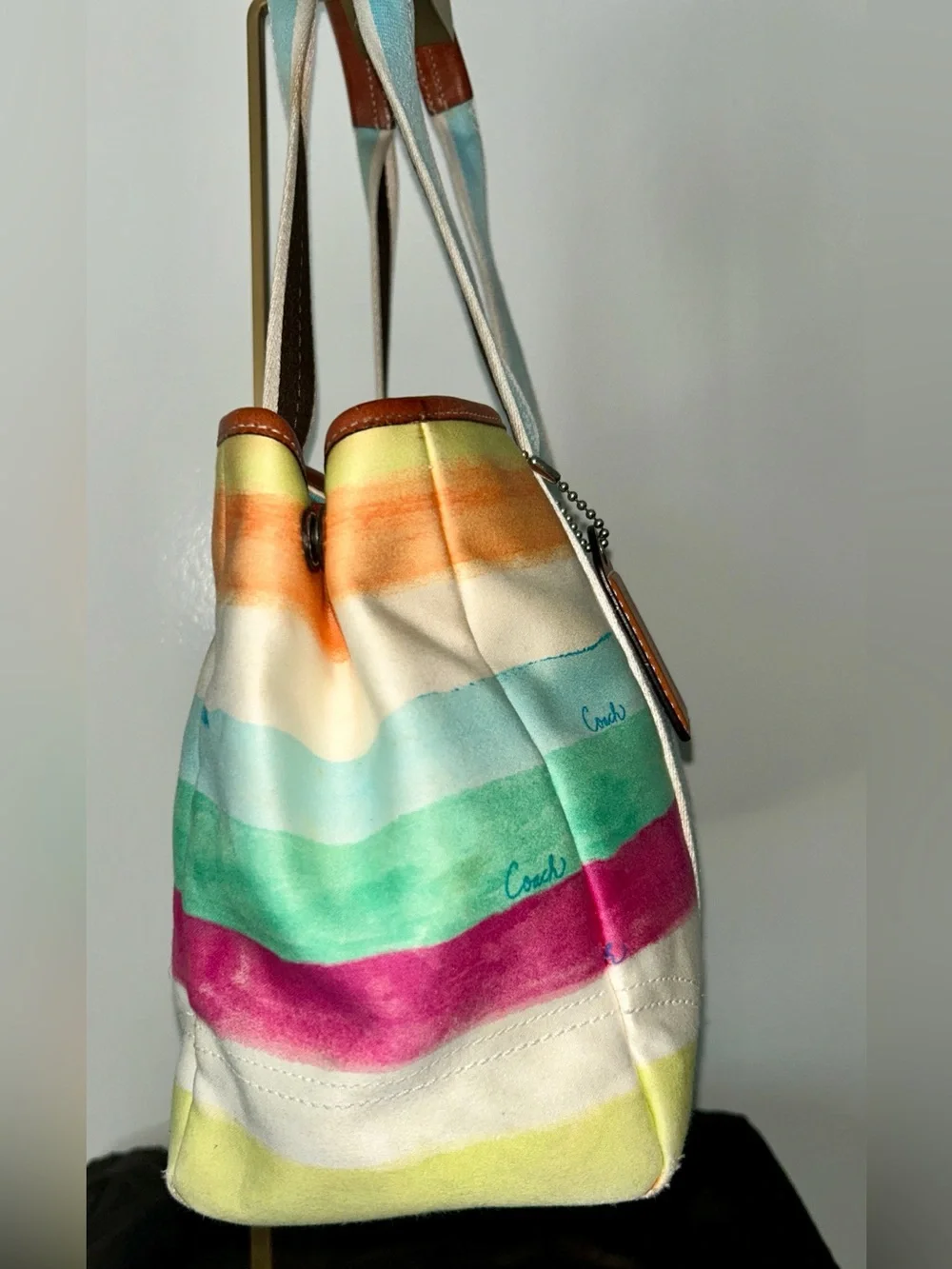 Coach Hamptons Watercolor Paste Stripes Tote.  Released in 2006